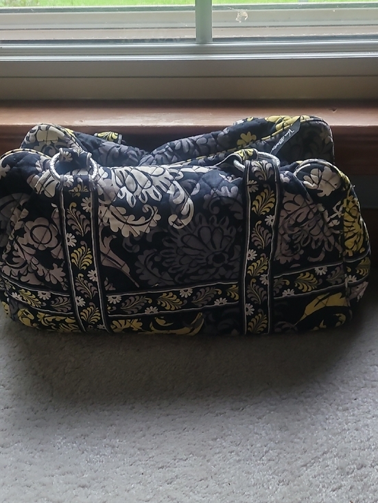 Vera Bradley Handbags - Vera Bradley Quilted Black, White & Yellow Floral Duffel